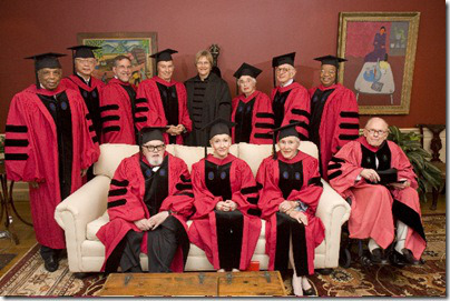  June 5, 2008:  His Highness Prince Karim Aga Khan with fellow honorary degree recipients of the 357th Commencement Exercises at Harvard University in Cambridge, Massachusetts June 5, 2008