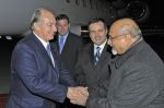 Upon his arrival in Ottawa, Mawlana Hazar Imam is received by President Mohamed Manji of the Ismaili Council for Canada. The Honourable Ministers John Baird and Jason Kenney welcomed Hazar Imam on behalf of the Canadian Government. Photo Gary Otte
