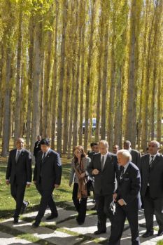 Mawlana Hazar Imam is joined by senior government, AKDN and Jamati leaders, on a walking tour of the Khorog Park, a project of the Aga Khan Trust for Culture. Photo theismaili.org - Gary Otte