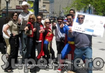 Partnership walk team of SuperHeros Partnership walk team of SuperHeros