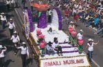 The Ismaili Muslim community's float was one of dozens in the Stampede parade. (CBC)