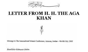Letter from the Aga Khan