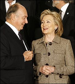 US secretary of state Hillary Clinton with Aga Khan