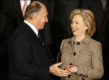 US secretary of state Hillary Clinton with Aga Khan