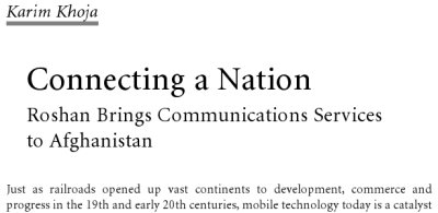 Connecting a Nation Roshan Brings Communications Services to Afghanistan