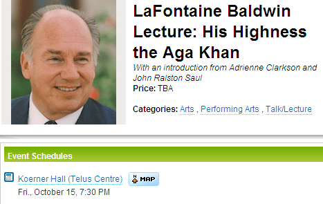 LaFontaine Baldwin Lecture: His Highness the Aga Khan