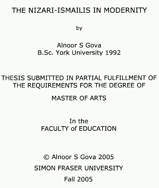 The Nizari-Ismailis in Modernity, by Alnoor S. Gova
