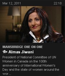 Watch Almas Jiwani, President of UN Women Canada, on CBC's Mansbridge One on One