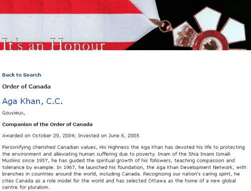 Order of Canada Aga Khan, C.C.
