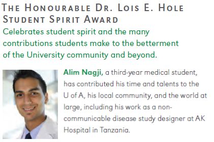 Alim Nagji to be awarded Honourable Dr. Lois E. Hole Student Spirit Award