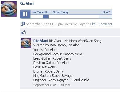 Riz Alani: No More War/Swan Song