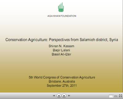 Shinan Kassam et al present Perspectives from Salamieh District at World Congress of Conservation Agriculture, Brisbane, Australia