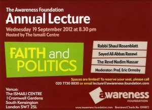 Faith and Politics: Annual Lecture hosted by the Ismaili Centre London