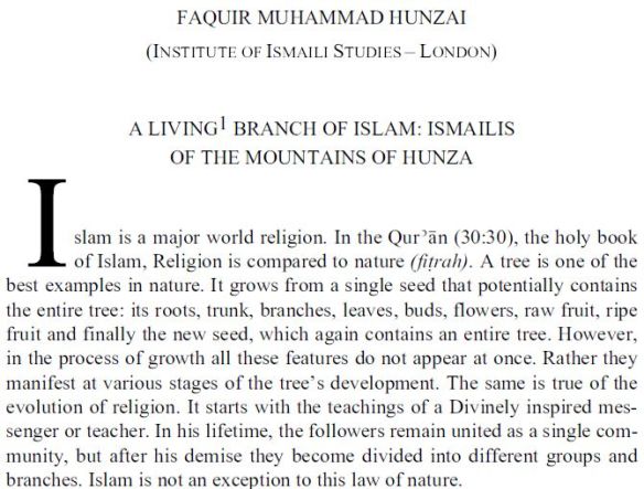 Faquir Hunzai article on Ismailis of Hunza A Living Branch of Islam - Ismailis of the Mountains of Hunza, by Dr Faquir M. Hunzai