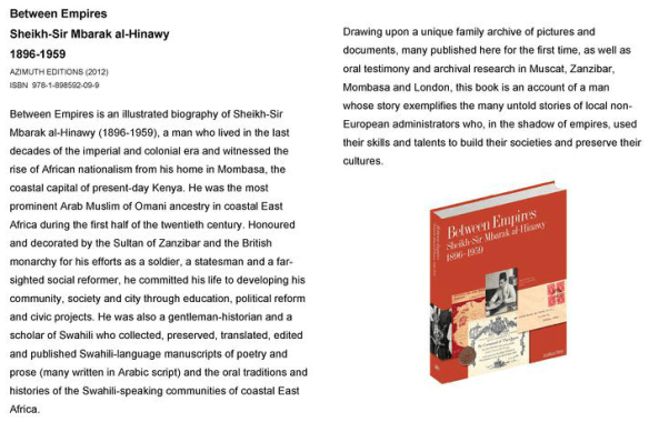 New Publication by author Zulfikar Hirji: Between Empires: Sheikh-Sir Mbarak al-Hinawy