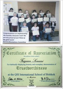 Faizaan Somani received Certificate for “Trustworthiness”