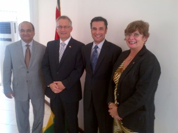 Nurdin Dinu Samji's AKSA Group - Canadian Minister of International Trade visits Ghana (from left to right) AKSA Chairman, Nurdin (Dinu) Samji; Honourable Ed Fast, Minister of International Trade; AKSA President, Kamaal Samji; Canadian High Commissioner to Ghana, HE Trudy Kernighan