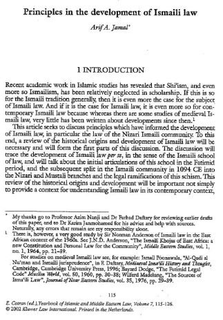 Arif Jamal: Principles in the Development of Ismaili Law