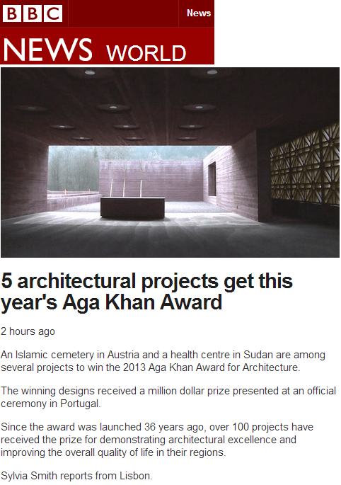 BBC World News: 5 architectural projects get this year's Aga Khan Award