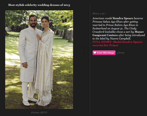 Most stylish celebrity wedding dresses of 2013 - Manav Gangwani Couture for Kendra Spears