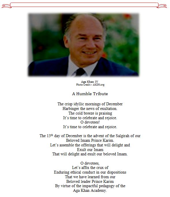 Poem: A Humble Tribute - By Noori Mamdani