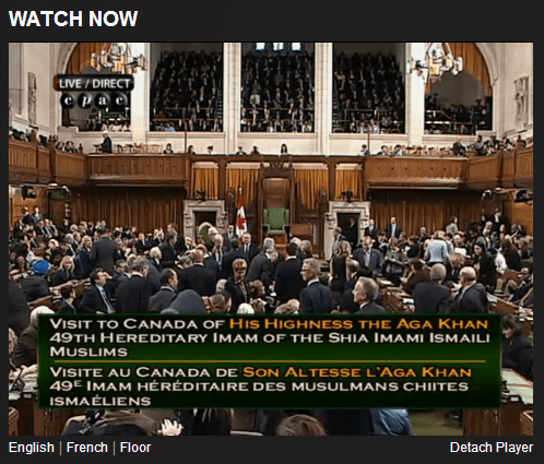 11 AM EST: Aga Khan Speaks to Parliament