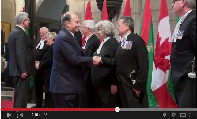 Video: Prime Minister Stephen Harper and his wife Laureen greet His Highness the Aga Khan