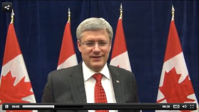 Video invitation from the PM Harper to His Highness the Aga Khan