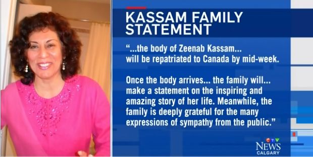 CTV News Calgary: Family awaits arrival of Zeenab Kassam’s body