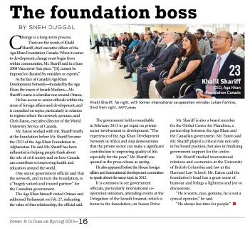 The Hill Times: Power & Influence: AKF CEO Khalil Shariff & Canadian Ambassador Arif Lalani