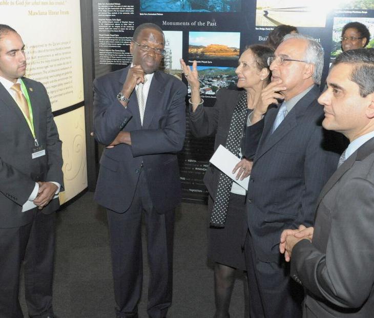 Coastweek-- During an outreach event for the Judiciary of Kenya, Lady Justice Kalpana Rawal expounds on a panel as Chief Justice Dr Willy Mutunga, Dr. Azim Nanji and Ismaili Council for Kenya President Nawaaz Gulam listen attentively while touring the RAYS OF LIGHT exhibition. PHOTOS: ALY Z. RAMJI