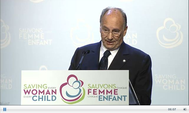 Watch Live Now: His Highness the Aga Khan Speaking at Maternal, Newborn and Child Health Summit in Canada