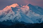 Sunrise alpenglow on Mount McKinley, Alaska.