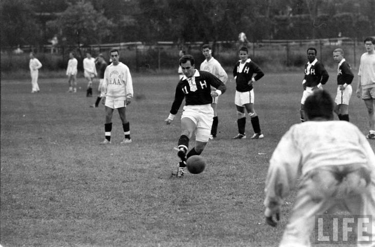 His Highness the Aga Khan playing soccer at Harvard (Image - Life Magazine)