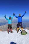 Yes! We made it to the Seven Summits on Seven Continents in just under 8 months. Celebrating atop Mount Elbrus (Russia).