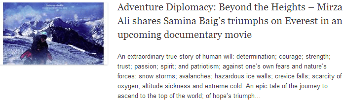 Adventure Diplomacy: Beyond the Heights – Mirza Ali shares Samina Baig’s triumphs on Everest in an upcoming documentary movie