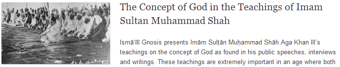 The Concept of God in the Teachings of Imam Sultan Muhammad Shah The Concept of God in the Teachings of Imam Sultan Muhammad Shah