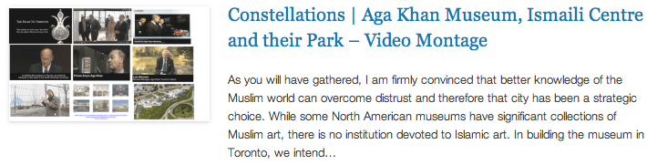 Constellations - Aga Khan Museum, Ismaili Centre and their Park – Video Montage
