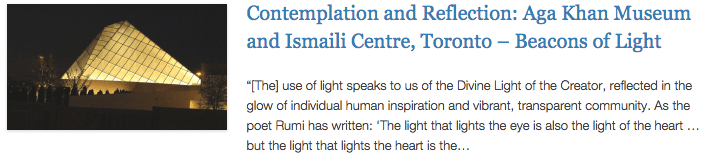 Contemplation and Reflection - Aga Khan Museum and Ismaili Centre, Toronto – Beacons of Light