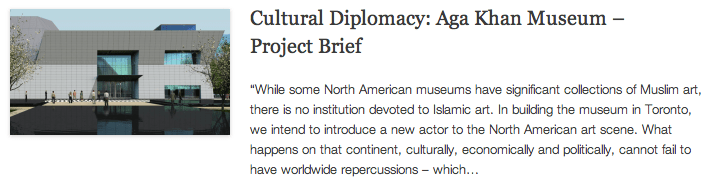 Cultural Diplomacy - Aga Khan Museum – Project Brief