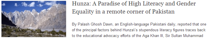 Hunza: A Paradise of High Literacy and Gender Equality in a remote corner of Pakistan