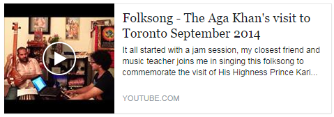 Aly Sunderji: Folksong - The Aga Khan's visit to Toronto