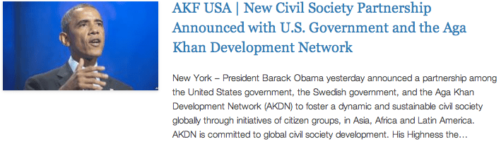 CGI - AKF USA - New Civil Society Partnership Announced with U.S. Government and the Aga Khan Development Network