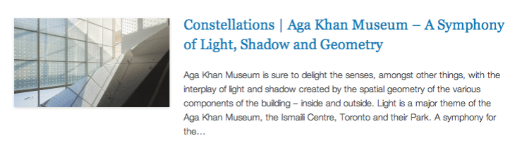 Constellations - Aga Khan Museum – A Symphony of Light, Shadow and Geometry