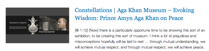 Constellations - Aga Khan Museum – Evoking Wisdom - Prince Amyn Aga Khan on Peace