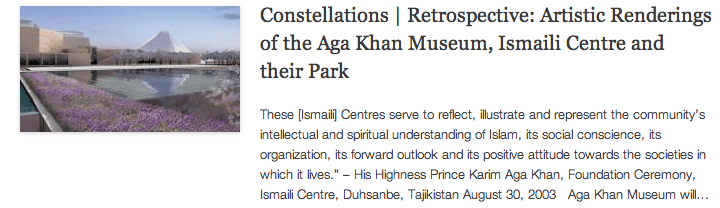 Constellations - Aga Khan Museum, Ismaili Centre and their Park - Retrospective -  Artistic Renderings - Urban Toronto Article