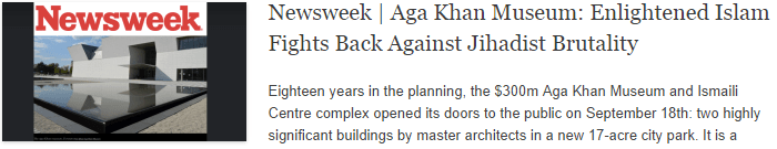 Newsweek | Aga Khan Museum: Enlightened Islam Fights Back Against Jihadist Brutality