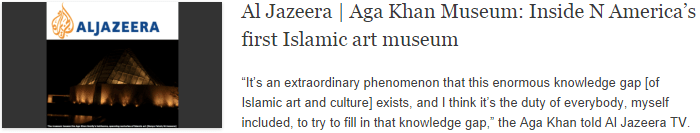 Al Jazeera | Aga Khan Museum: Inside N America’s first Islamic art museum