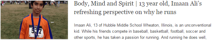 Body, Mind and Spirit | 13 year old, Imaan Ali’s refreshing perspective on why he runs