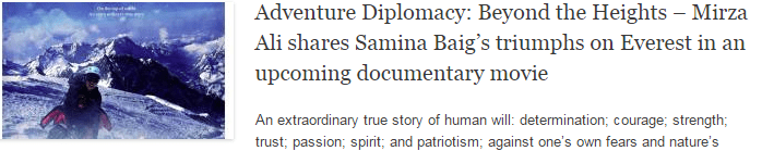 Adventure Diplomacy: Beyond the Heights – Mirza Ali shares Samina Baig’s triumphs on Everest in an upcoming documentary movie